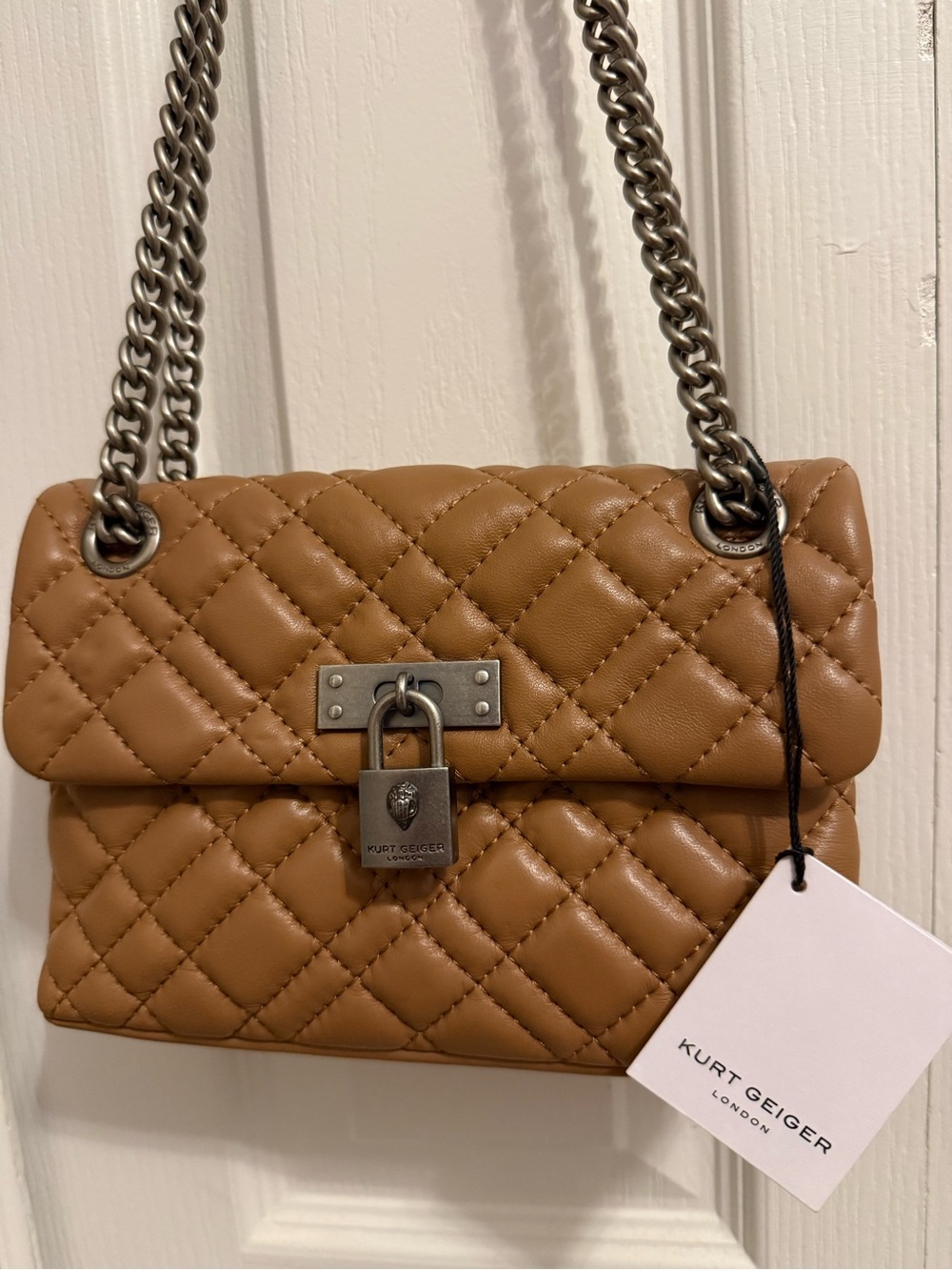Kurt Geiger tan quilted leather chain shoulder bag
